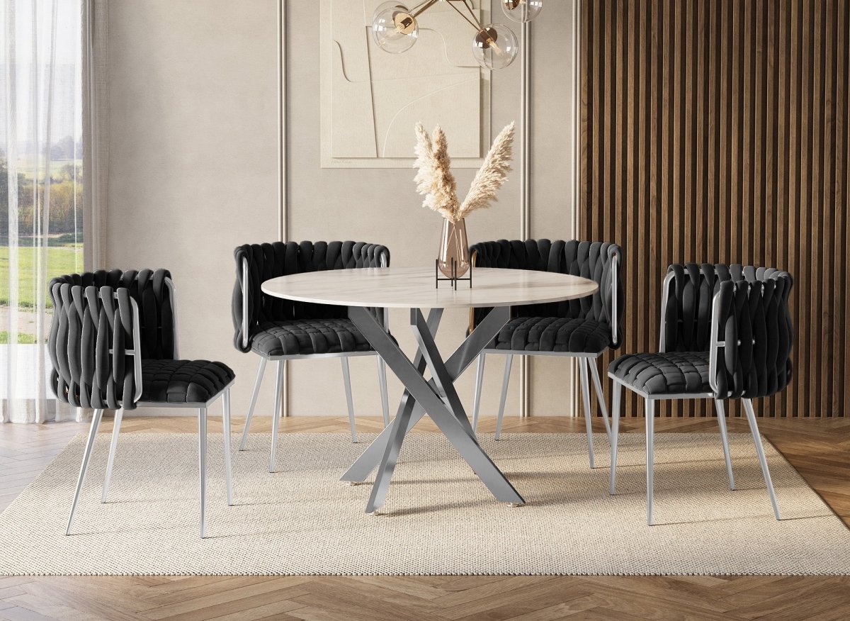 Lot de 2 chaises en velours noir pieds en métal argenté POLO - DécoInParis