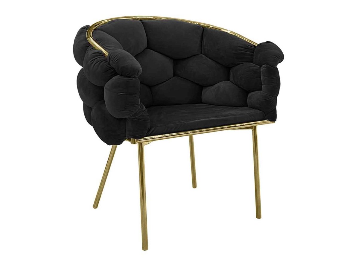 Lot de 2 chaises en velours noir pieds en métal doré CHARLOTTE - DécoInParis
