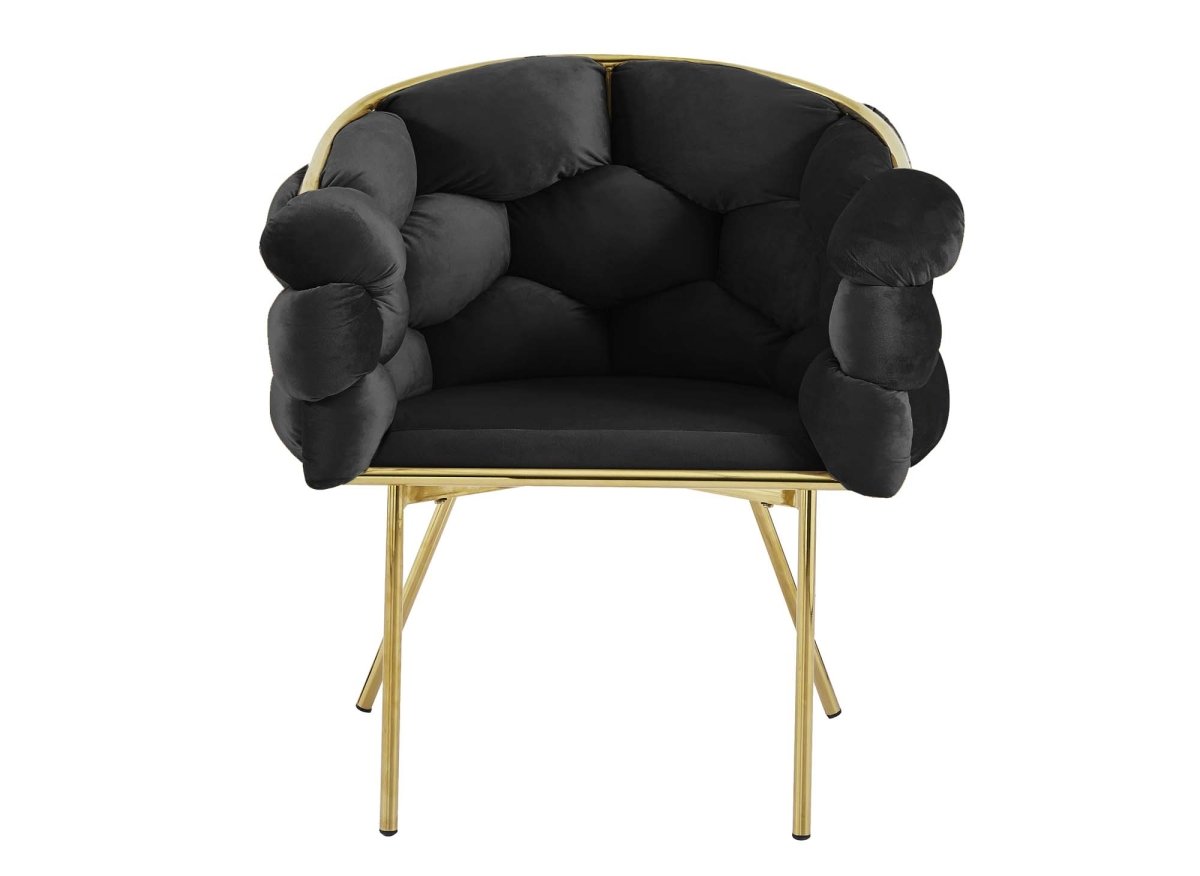 Lot de 2 chaises en velours noir pieds en métal doré CHARLOTTE - DécoInParis