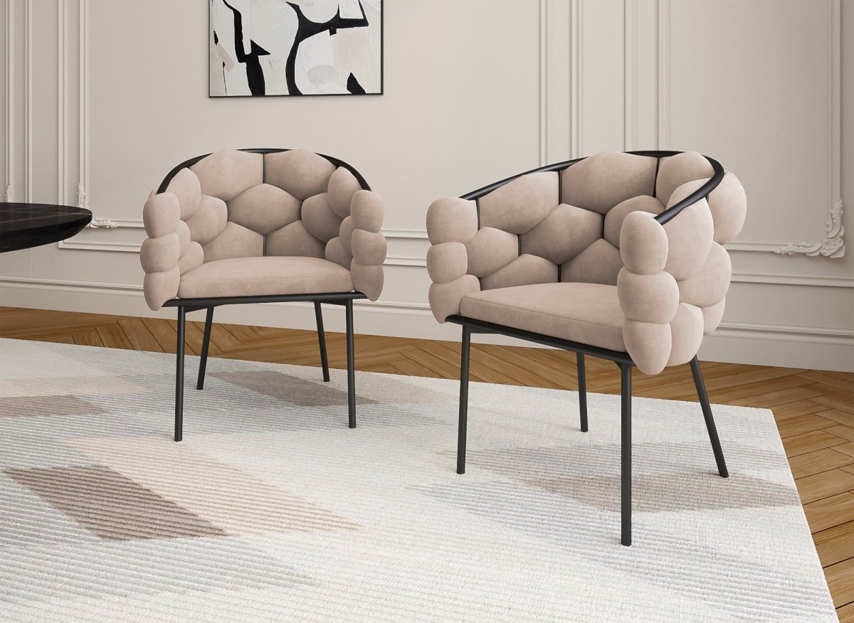 Lot de 2 chaises en velours taupe pieds en métal noir CHARLOTTE - DécoInParis