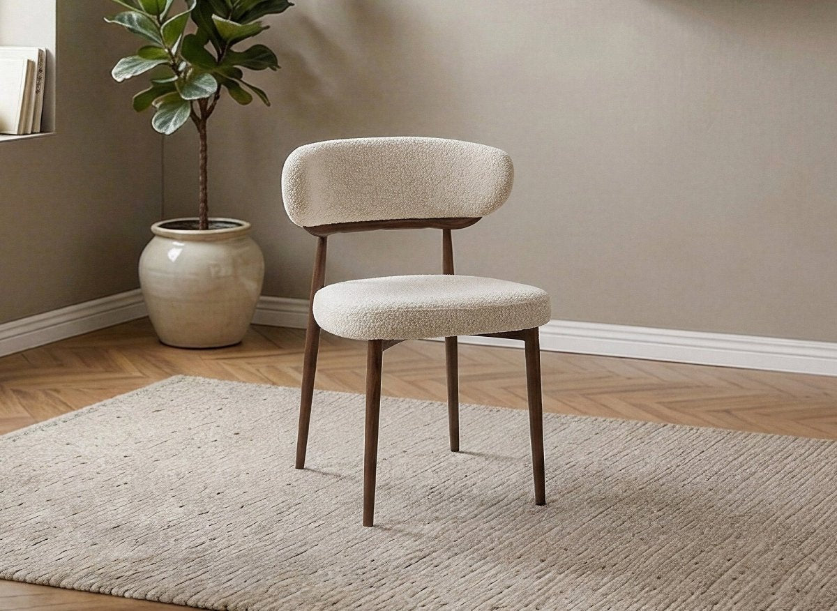 Lot de 2 chaises en velours tissé écru pieds en métal marron JULES - DécoInParis