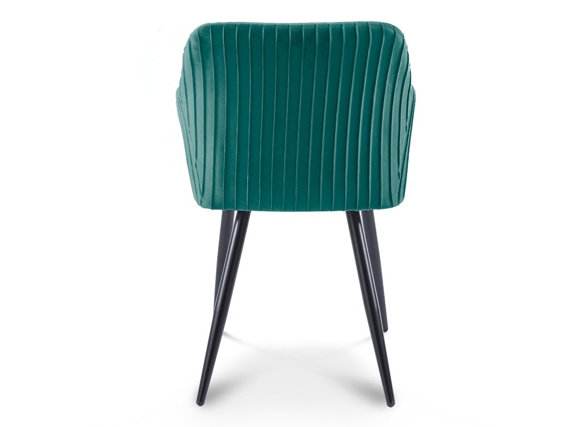 Lot de 2 chaises en velours vert pieds en métal noir DEVOR - DécoInParis