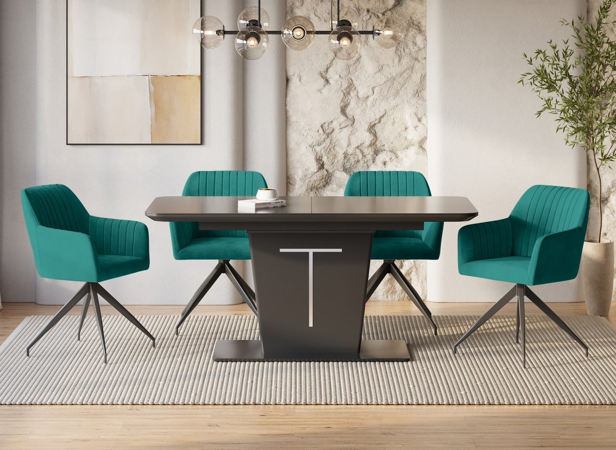 Lot de 2 chaises en velours vert pieds en métal noir RATUS - DécoInParis