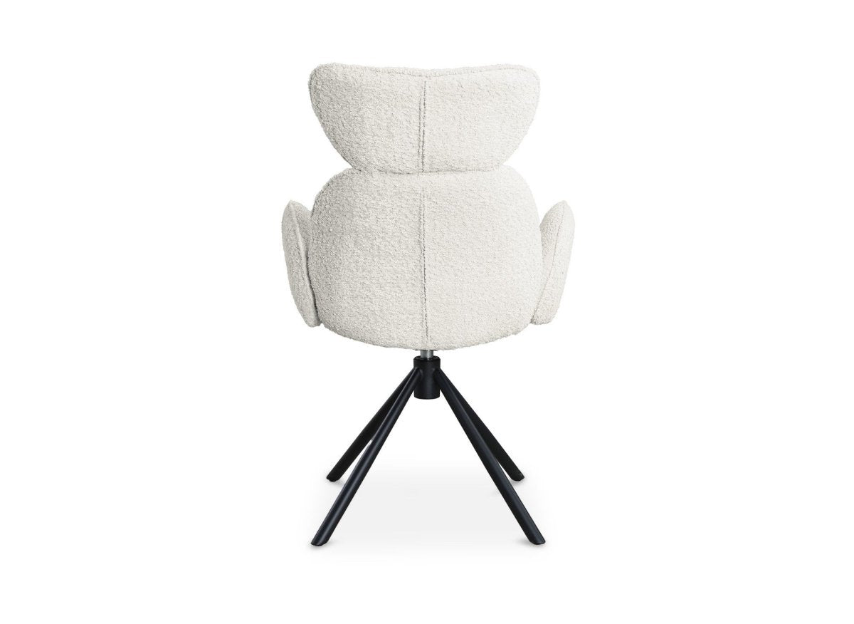 Lot de 2 chaises pivotantes avec accoudoirs en tissu effet peau de mouton beige MAGY - DécoInParis