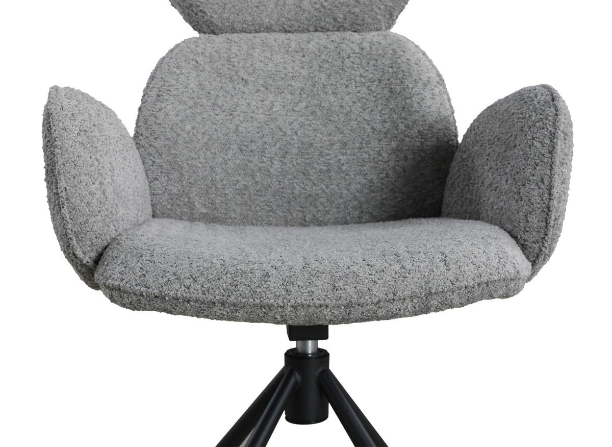 Lot de 2 chaises pivotantes avec accoudoirs en tissu effet peau de mouton gris MAGY - DécoInParis