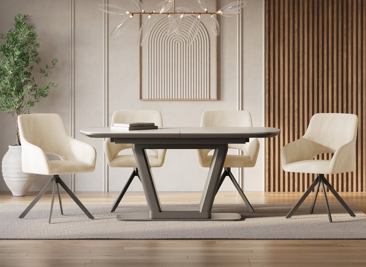 Lot de 2 chaises pivotantes design en velours beige CIEL - DécoInParis