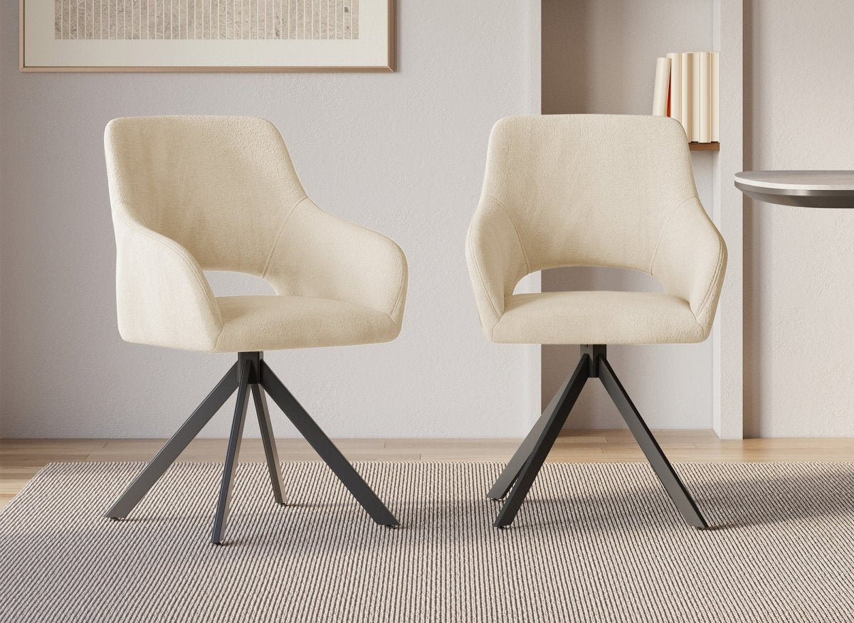 Lot de 2 chaises pivotantes design en velours beige CIEL - DécoInParis