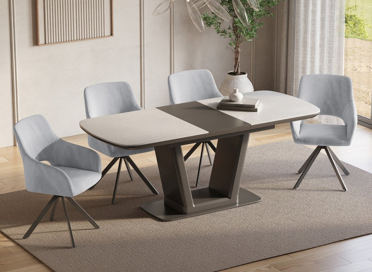 Lot de 2 chaises pivotantes design en velours gris clair CIEL - DécoInParis