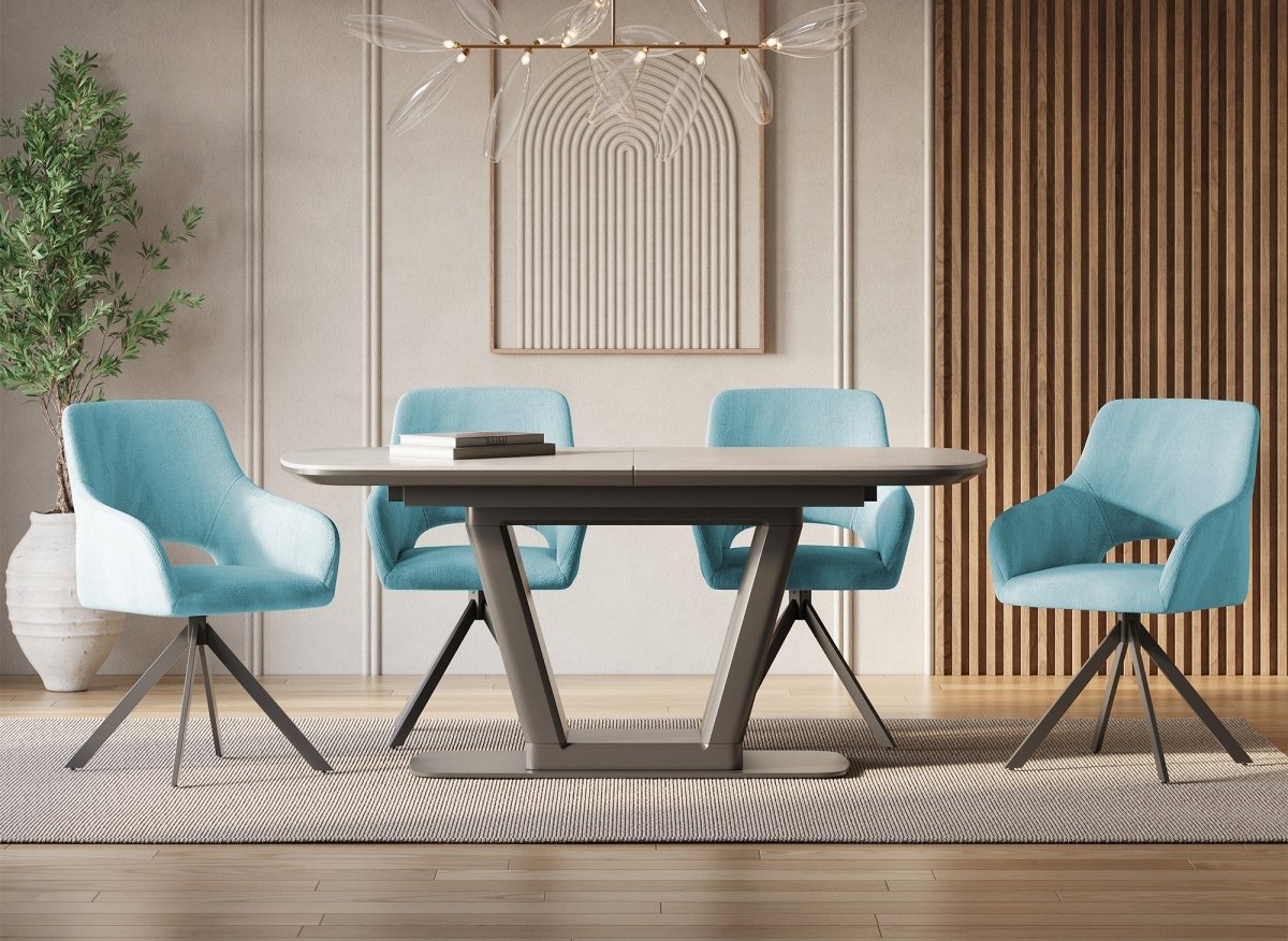 Lot de 2 chaises pivotantes design en velours vert d'eau CIEL - DécoInParis