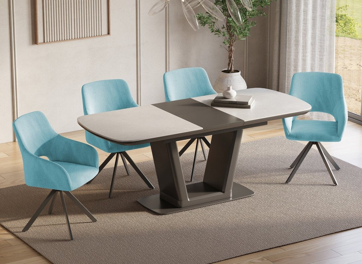 Lot de 2 chaises pivotantes design en velours vert d'eau CIEL - DécoInParis