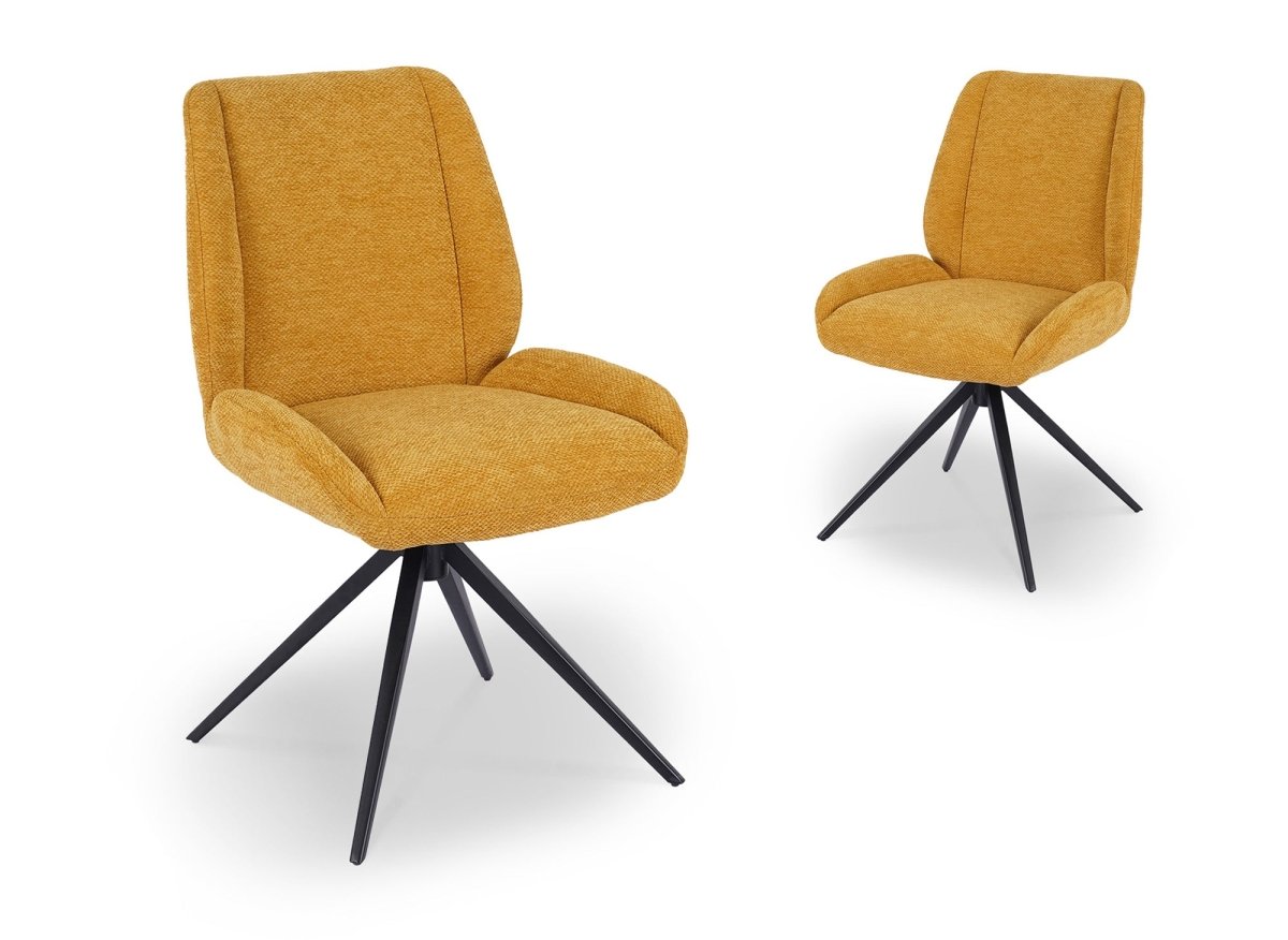 Lot de 2 chaises pivotantes en tissu jaune LUZIA - DécoInParis