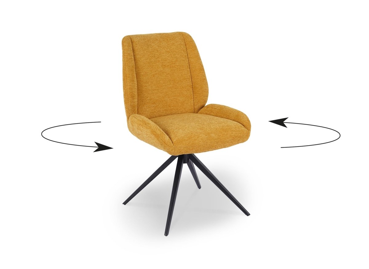 Lot de 2 chaises pivotantes en tissu jaune LUZIA - DécoInParis