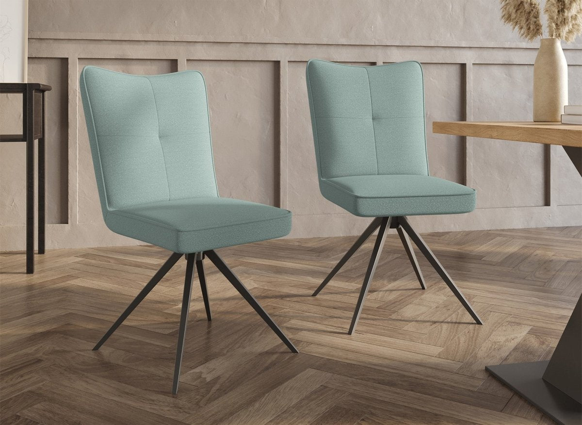 Lot de 2 chaises pivotantes en tissu vert d'eau FELICIE - DécoInParis