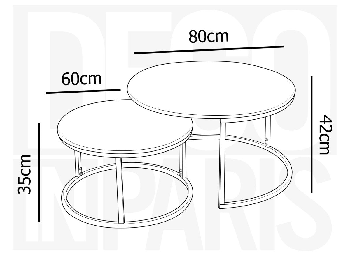Lot de 2 tables basses gigognes rondes design GEORGIA - DécoInParis