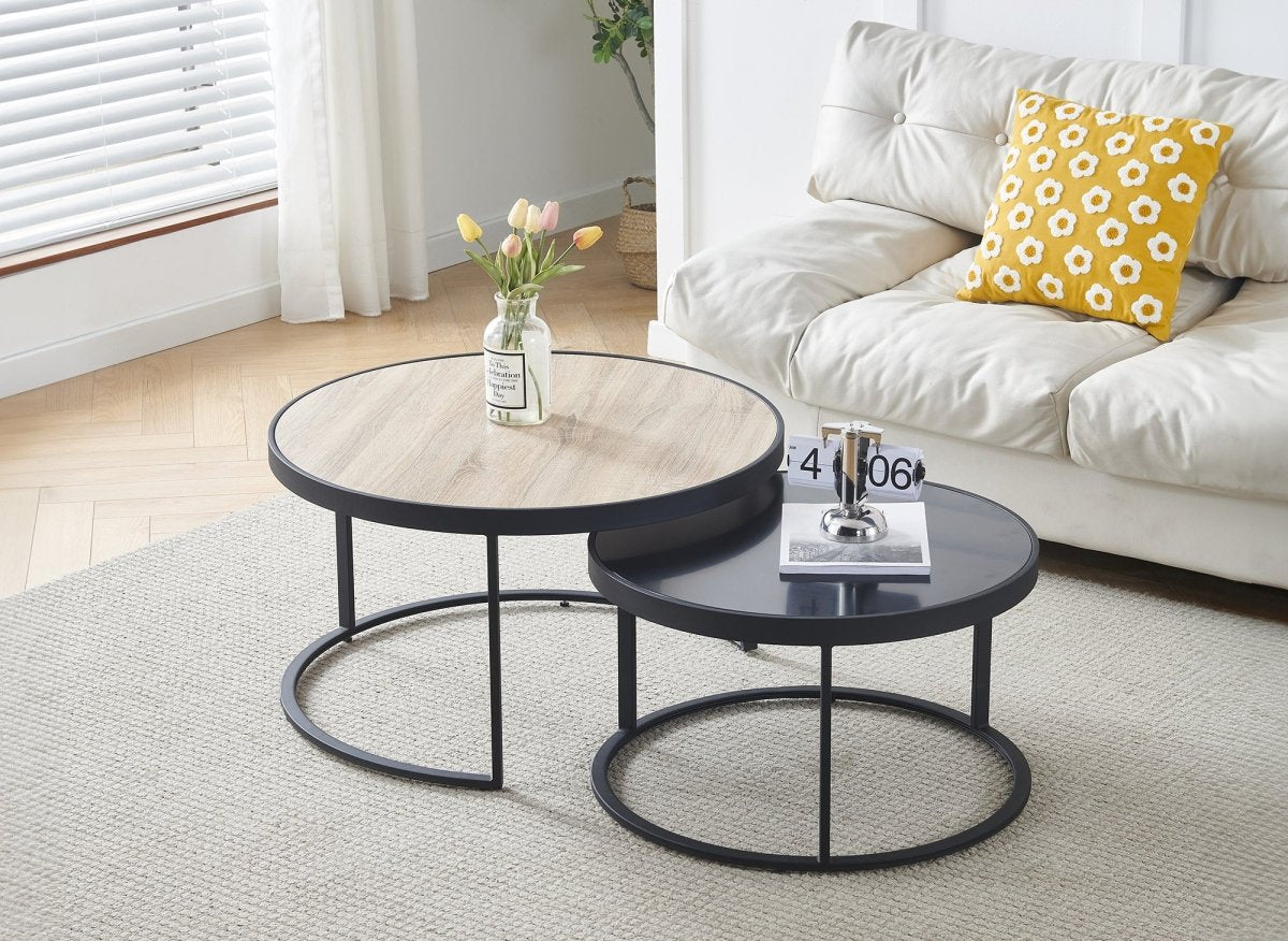 Lot de 2 tables basses rondes gigognes AMERIO - DécoInParis