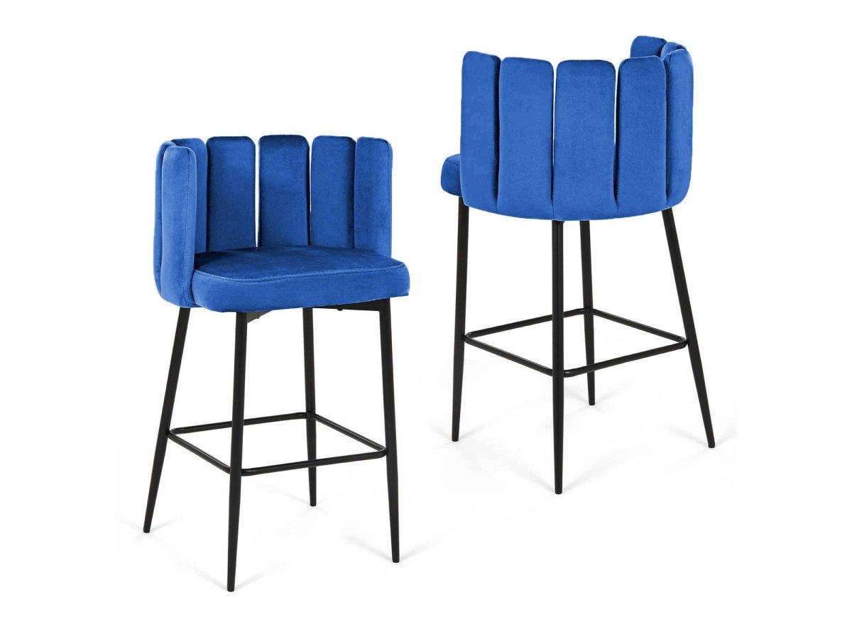 Lot de 2 tabourets de bar design en velours bleu DEBBY - DécoInParis