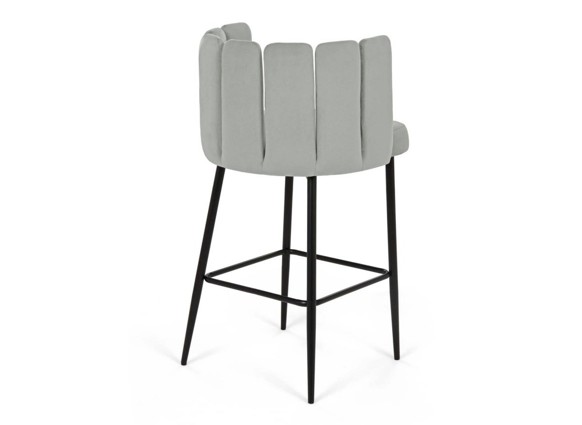 Lot de 2 tabourets de bar design en velours gris DEBBY - DécoInParis