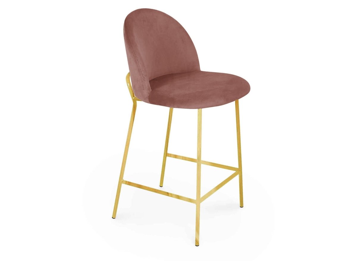 Lot de 2 tabourets de bar design en velours rose ARABEL - DécoInParis
