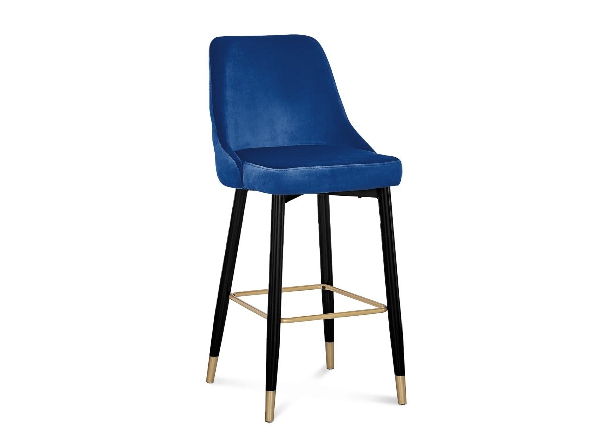 Lot de 2 tabourets de bar en velours bleu DORINA - DécoInParis