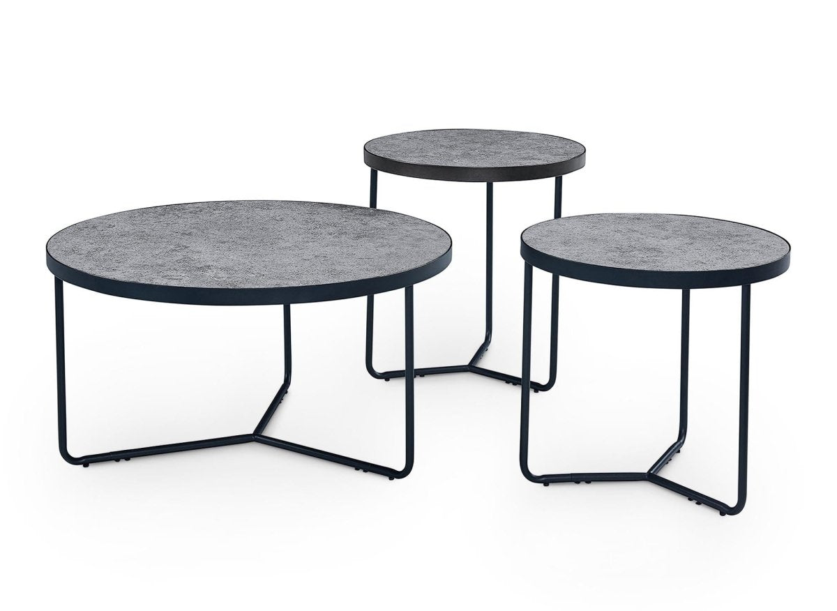 Lot de 3 tables basses rondes noir ROMY - DécoInParis