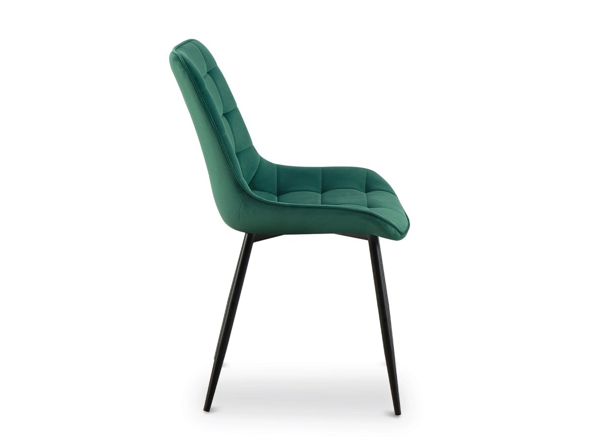 Lot de 4 chaises capitonnées en velours vert SOREN - DécoInParis