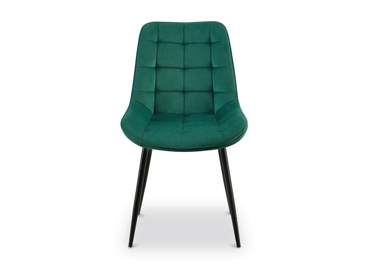 Lot de 4 chaises capitonnées en velours vert SOREN - DécoInParis