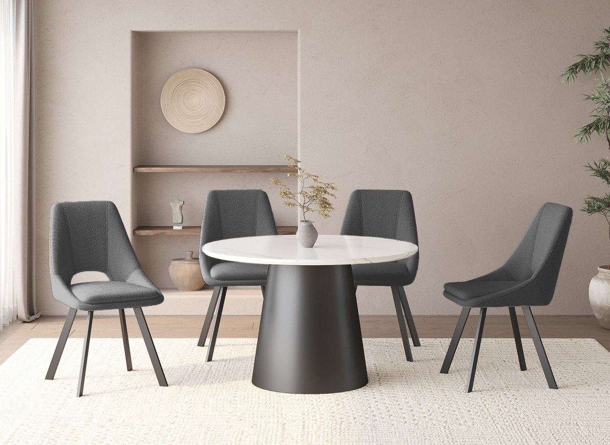 Lot de 4 chaises effet peau de mouton gris foncé NARCISSE - DécoInParis