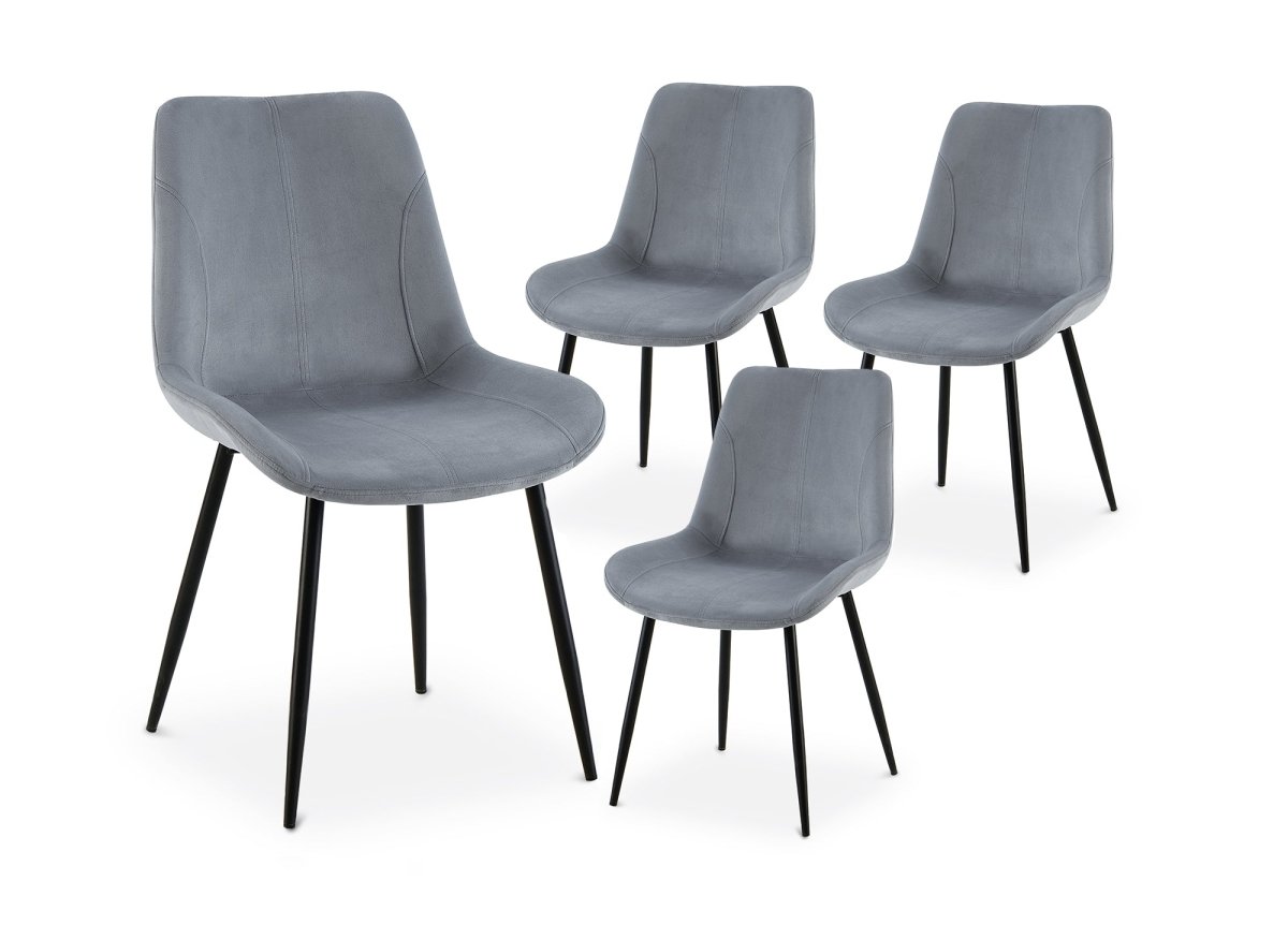 Lot de 4 chaises en velours gris THARA - DécoInParis