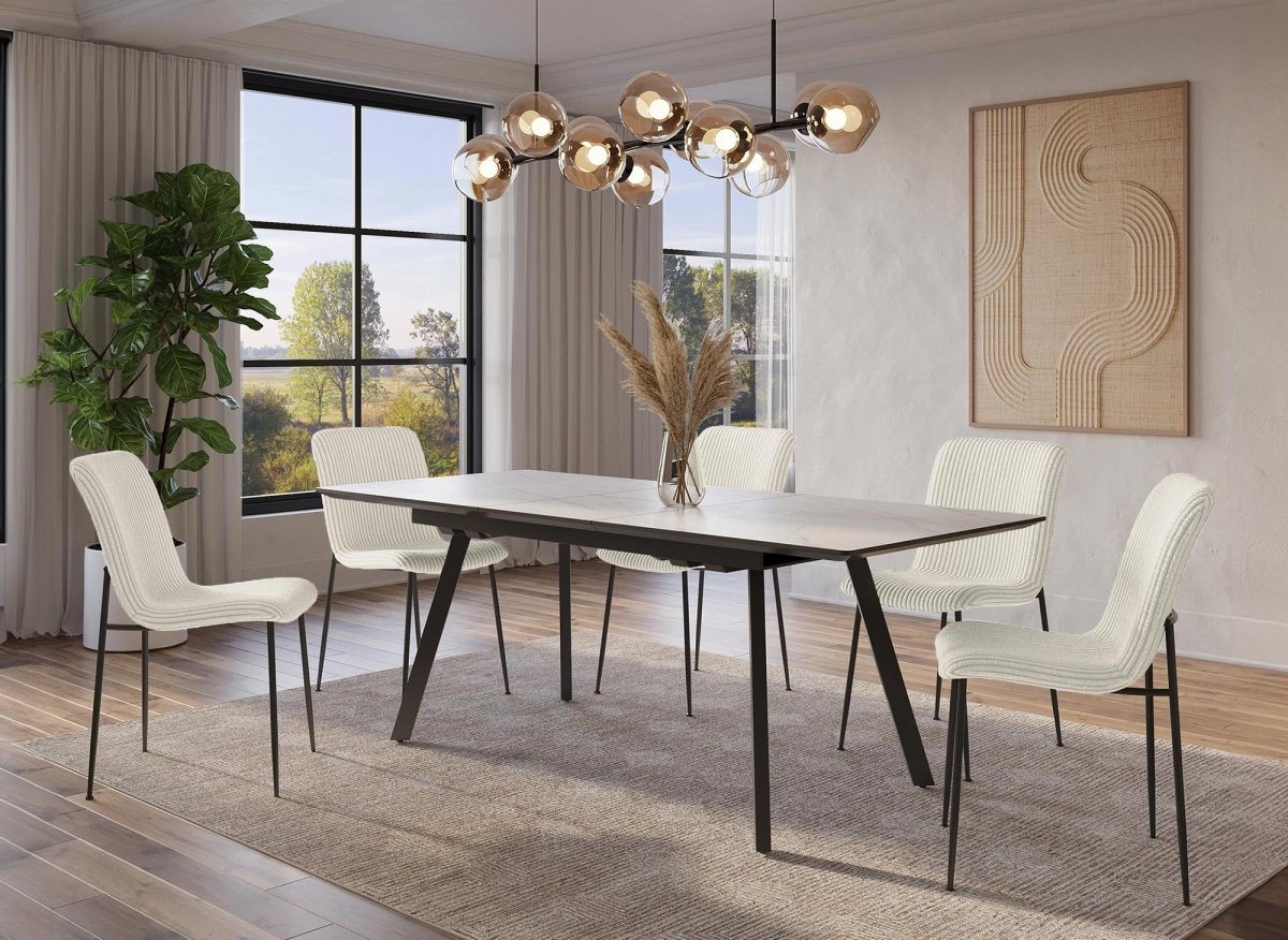 Lot de 4 chaises en velours gros côtelé beige CHERYL - DécoInParis