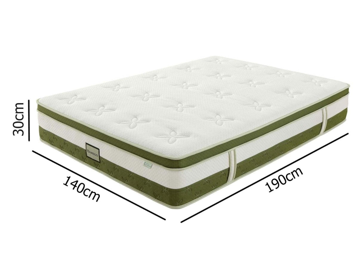 Matelas hybride BAMBOO 140 x 190 cm ressorts ensachés et mémoire de forme épaisseur 30 cm - DécoInParis