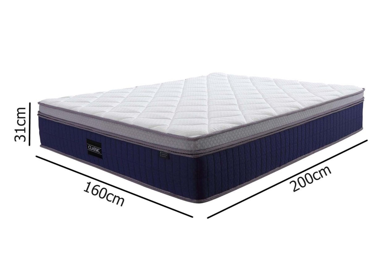 Matelas hybride CLASSIC 160 x 200 cm ressorts ensachés et mémoire de forme épaisseur 31 cm - DécoInParis