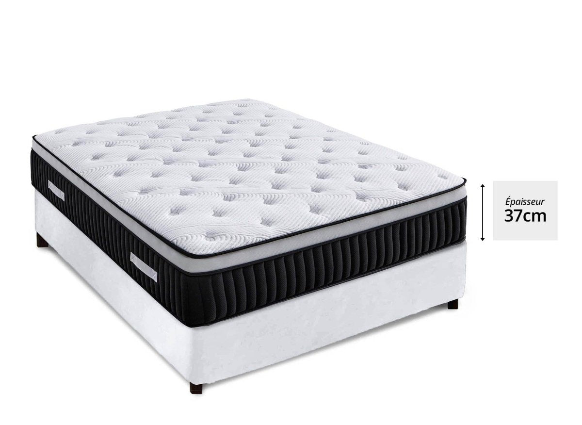 Matelas hybride mémoire de forme 160 x 200 cm épaisseur 37 cm - PILLOW - DécoInParis