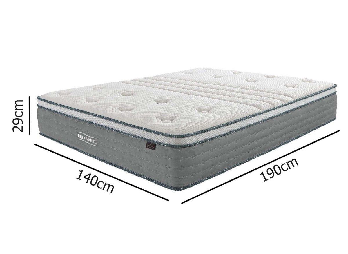 Matelas hybride NATURAL 140 x 190 cm ressorts ensachés et soie épaisseur 29 cm - DécoInParis