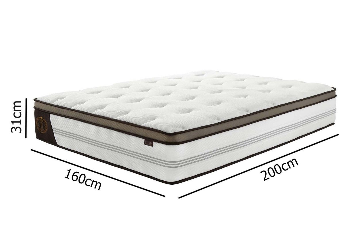 Matelas hybride ROYAL LUX 160 x 200 cm ressorts ensachés et mémoire de forme épaisseur 31 cm - DécoInParis