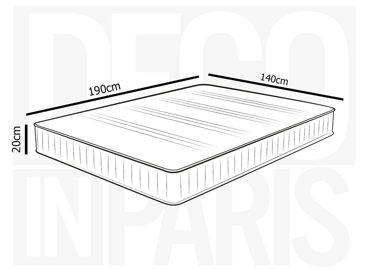 Matelas mousse 140 x 190 cm épaisseur 20 cm AWAN - DécoInParis