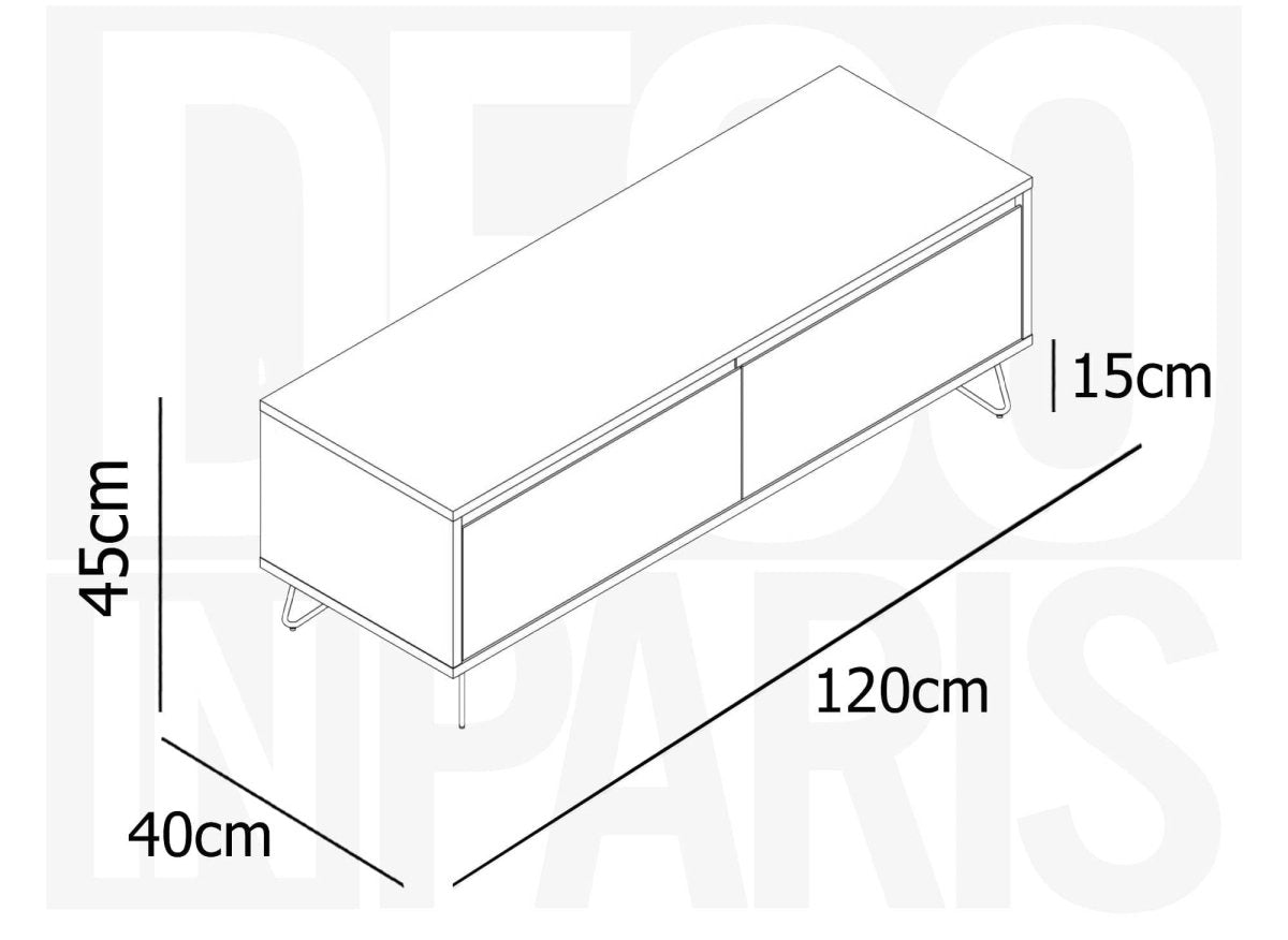 Meuble TV 1 tiroir 1 porte bleu canard DARINA - DécoInParis