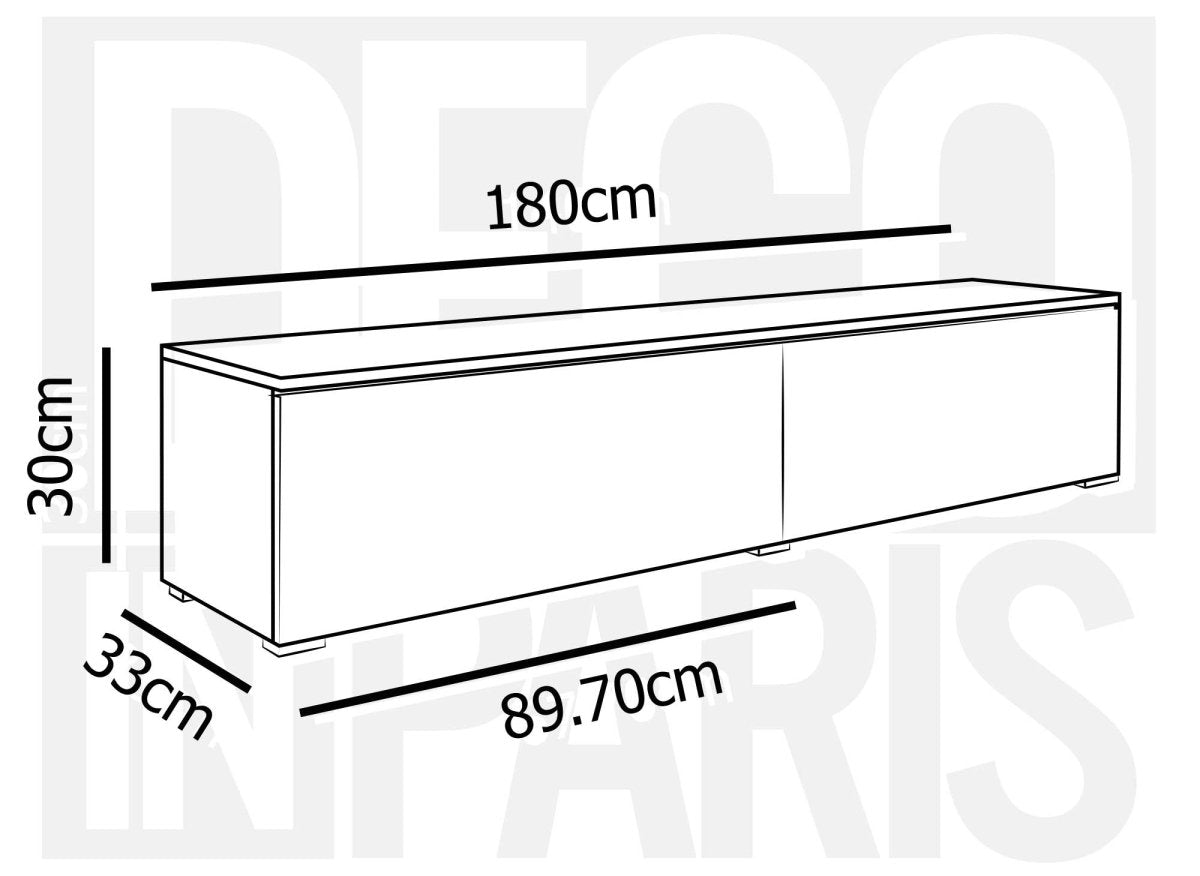 Meuble TV contemporain anthracite et chêne avec LED 2 portes MALORIE - 180 cm - DécoInParis
