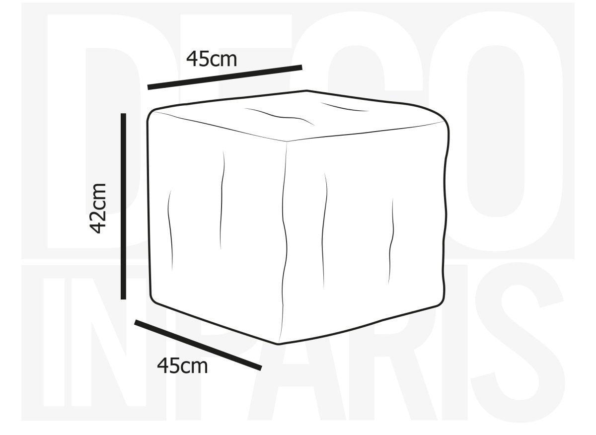 Pouf carré en velours noir tressé MALEK - DécoInParis