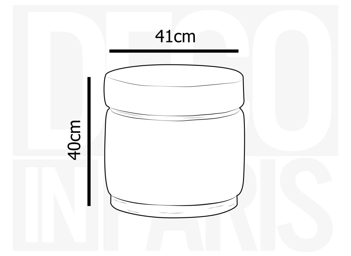 Pouf design en tissu effet peau de mouton blanc écru et bois clair DIVA - DécoInParis