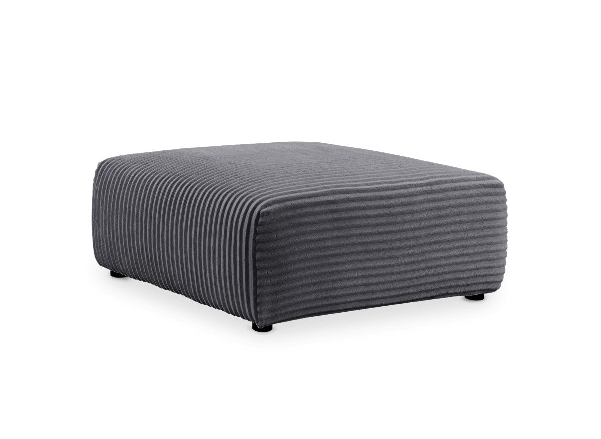 Pouf en velours gros côtelé doux gris TILDA - DécoInParis