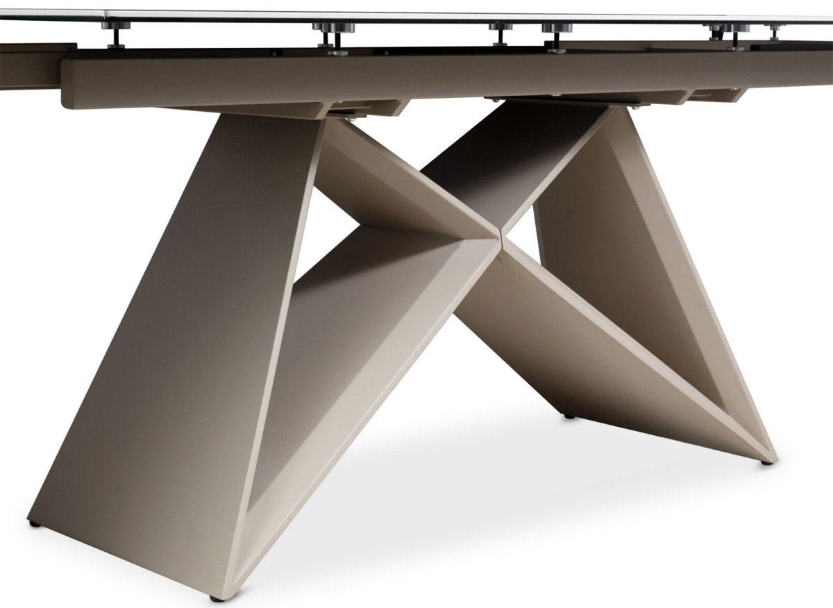 Table à manger extensible plateau céramique blanc 10 personnes GABRIEL