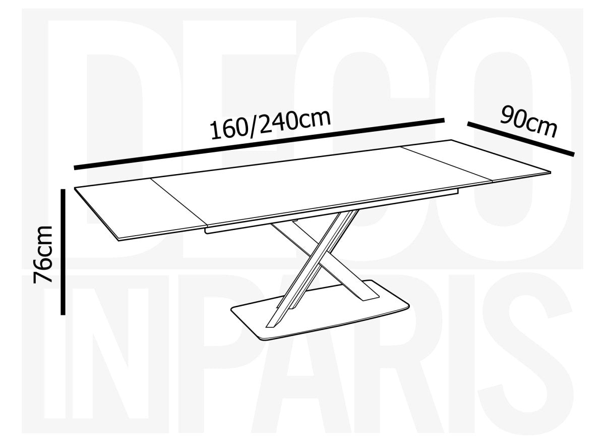 Table à manger extensible en céramique noire 6 - 10 personnes ELEGANCE - DécoInParis