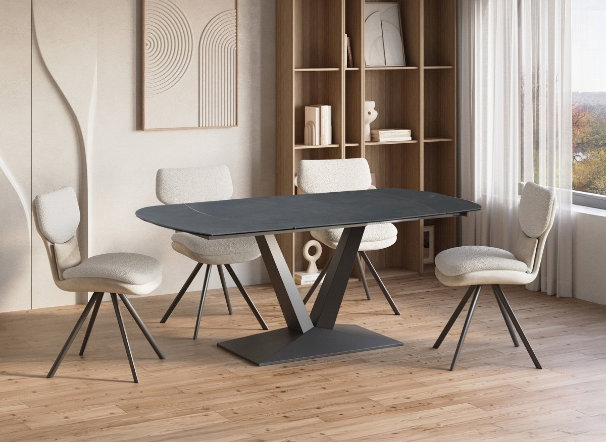 Table à manger extensible en céramique noire 6 - 8 personnes ELIAD - DécoInParis