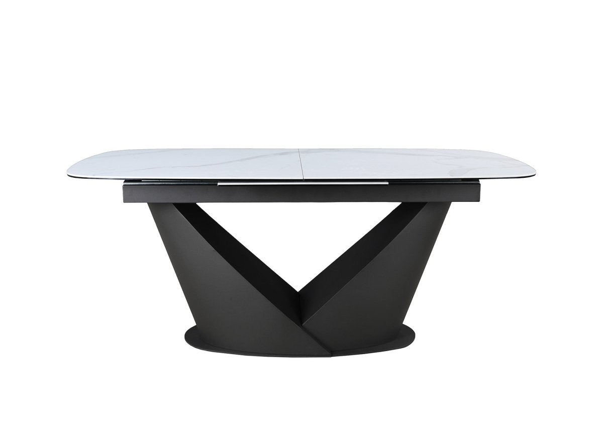 Table à manger extensible en métal marron plateau en céramique blanc LERONA - DécoInParis