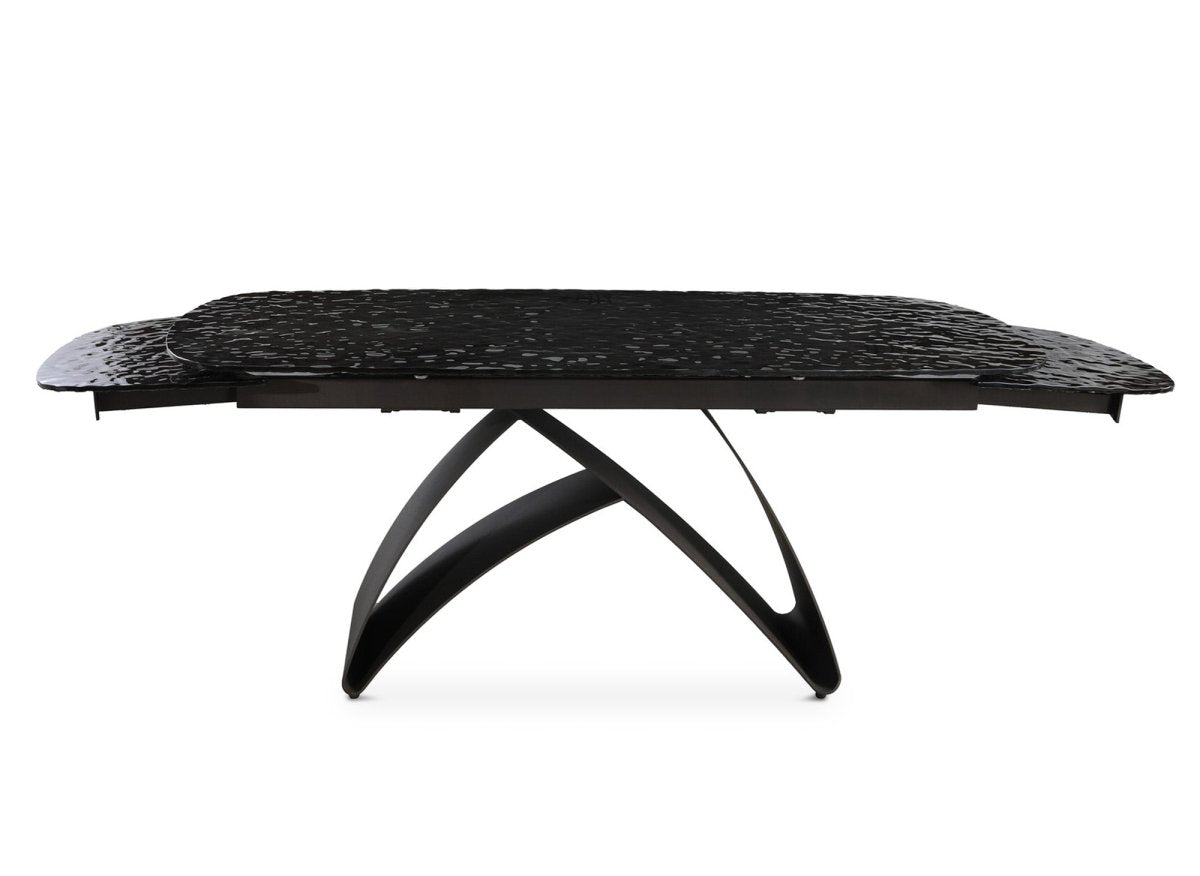 Table à manger extensible en verre trempé noir 6 - 10 personnes PARIS - DécoInParis