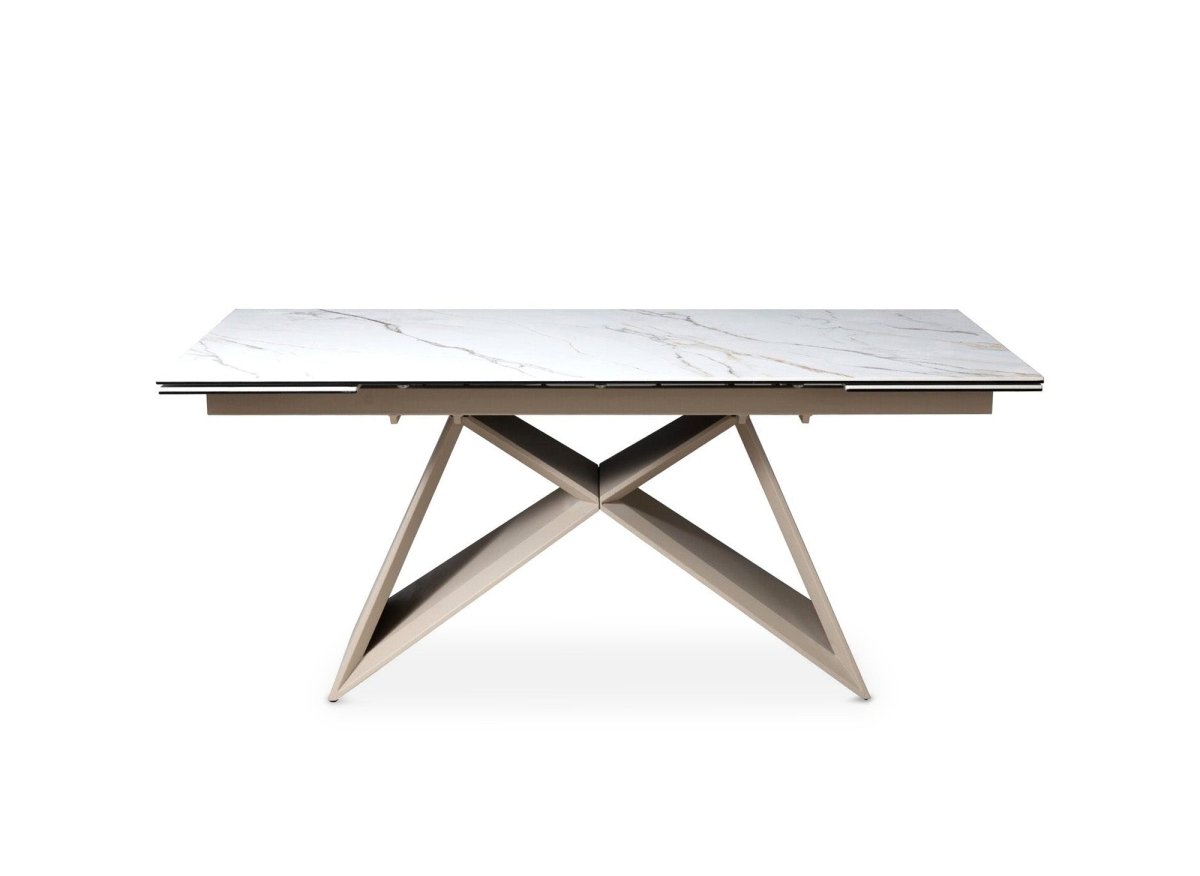 Table à manger extensible plateau céramique blanc 10 personnes GABRIEL - DécoInParis