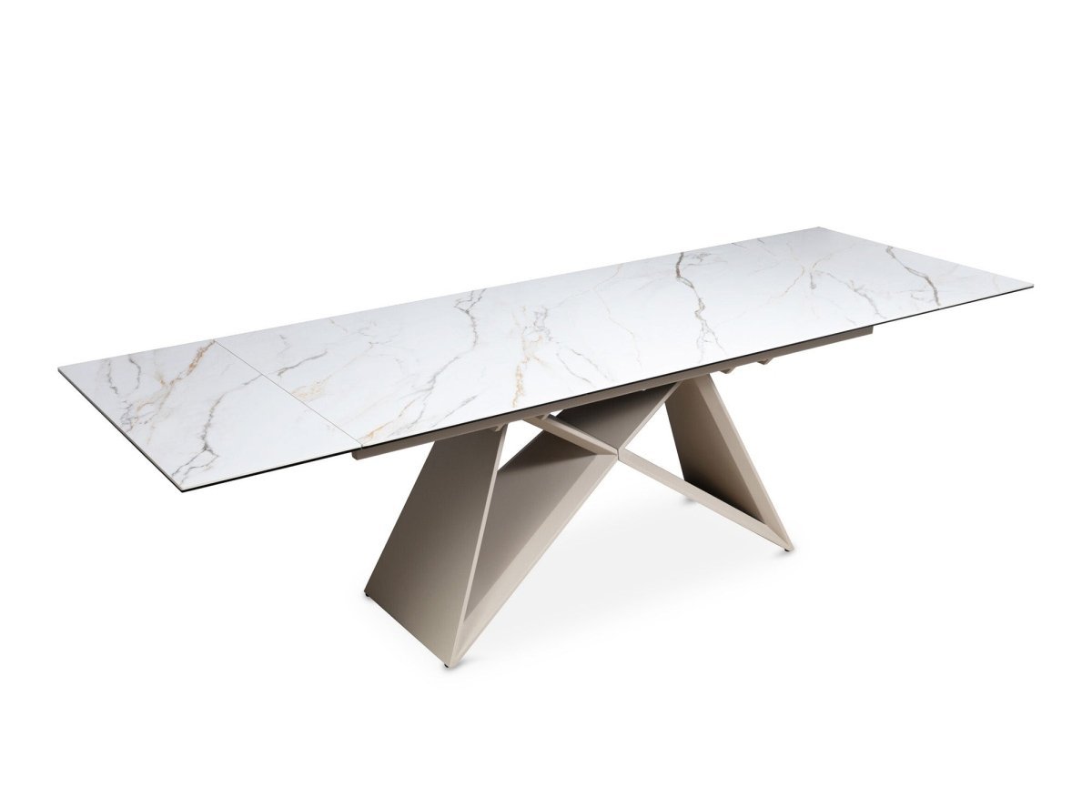 Table à manger extensible plateau céramique blanc 10 personnes GABRIEL - DécoInParis