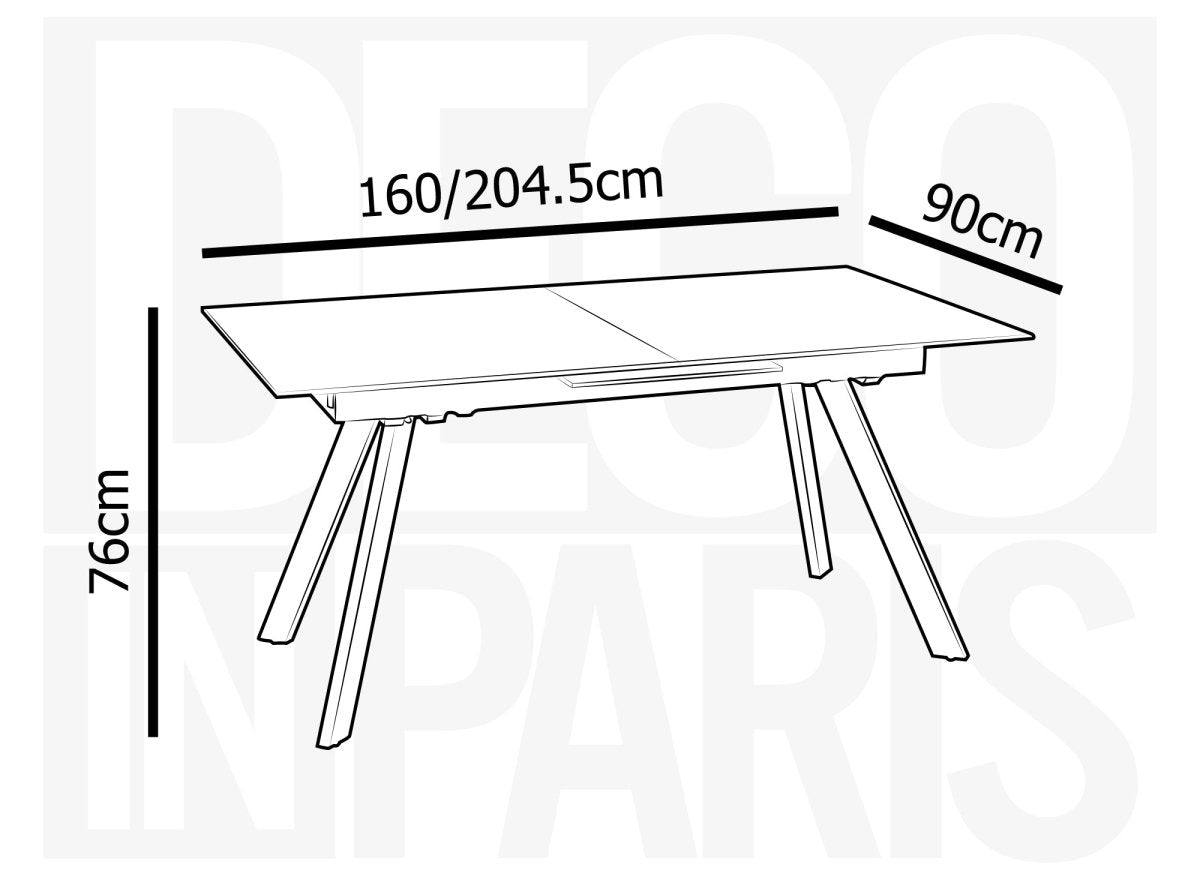 Table à manger rectangulaire extensible en céramique blanche ELYNE - DécoInParis