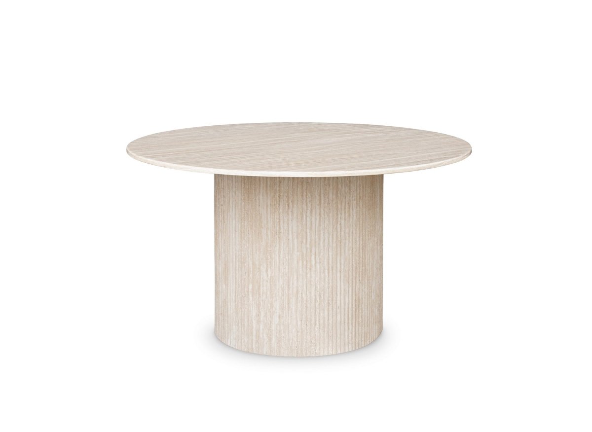 Table à manger ronde en marbre composite beige 4 personnes DHARA - DécoInParis