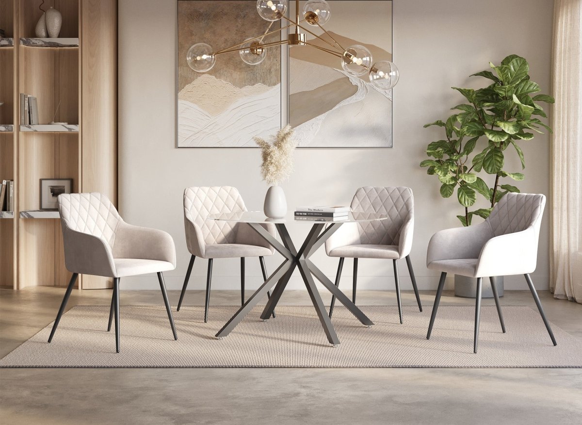 Table à manger ronde en verre CUBA - DécoInParis